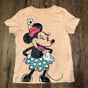 Disney Amazon Essentials Minnie Mouse T Shirt Short Sleeve Large Pink Women